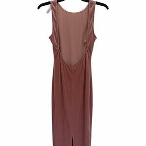 Fashion Nova Soft Hearted Mauve Ribbed Velvet Midi Dress Size S, NEW W Tags